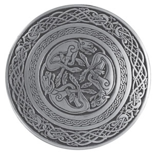 Belt Buckle with Celtic Dogs