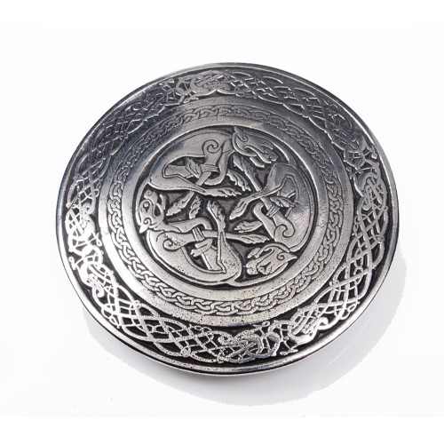 Belt Buckle with Celtic Dogs